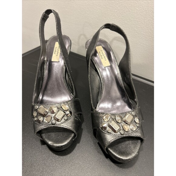 Simply Vera Wang Womens Cicely Size 7 Gray Slip On Peep Toe Slingback Heels Flaw - Picture 2 of 11